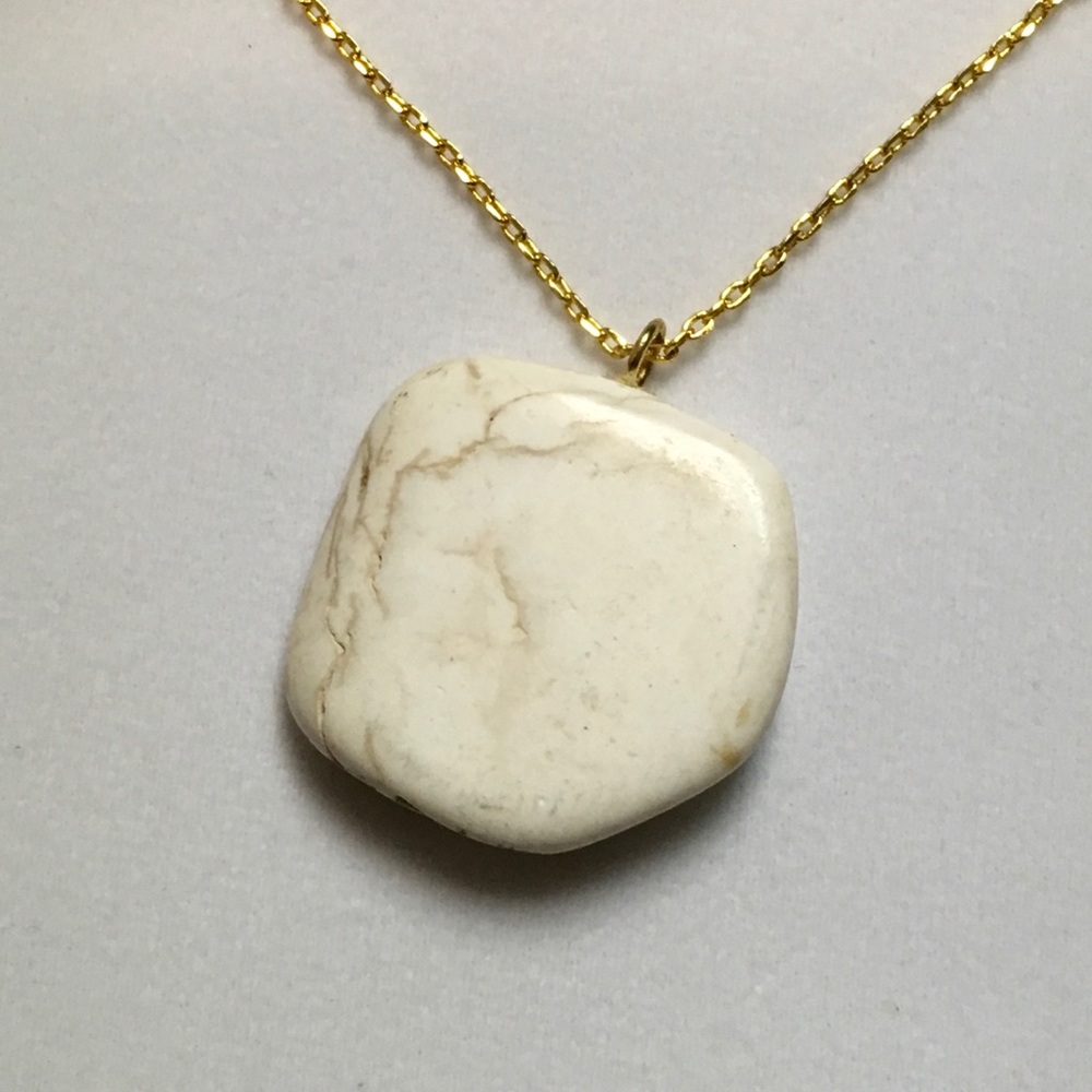 White Howlite W/ Gold Filled Chain Necklace - Picture 2 of 6